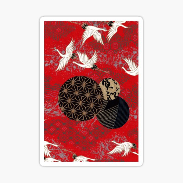 Hochfliegend | Japanese washi yuzen chiyogami origami paper collage Sticker