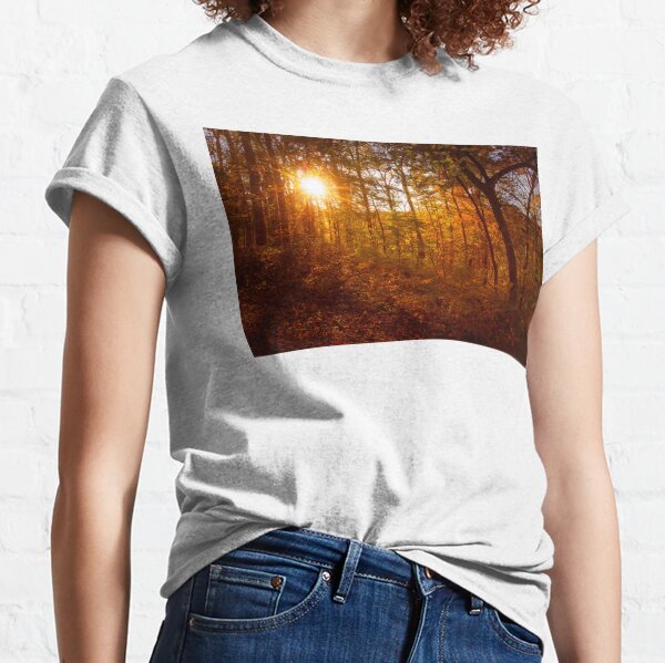 Autumn Sunset in the Forest Rural / Rustic Landscape Photograph Classic T-Shirt