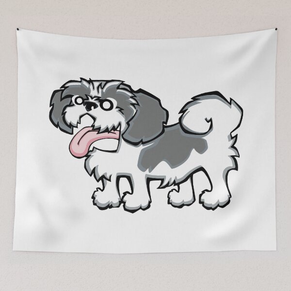 Item preview, Shih Tzu - Grey and White (Full Body) WHITE BG designed and sold by TheChicken.
