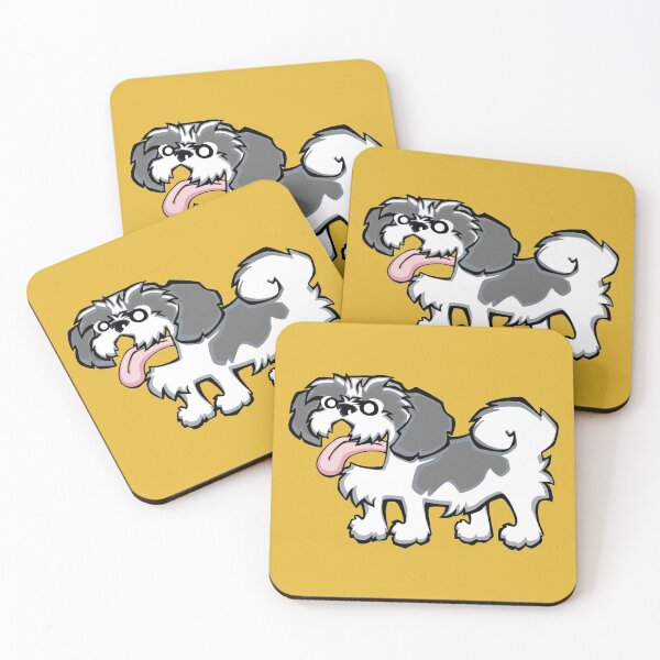 Item preview, Shih Tzu - Grey and White (Full Body) YELLOW BG designed and sold by TheChicken.