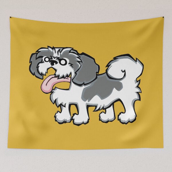 Item preview, Shih Tzu - Grey and White (Full Body) YELLOW BG designed and sold by TheChicken.