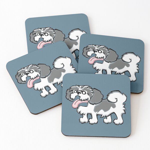Item preview, Shih Tzu - Grey and White (Full Body) BLUE BG designed and sold by TheChicken.