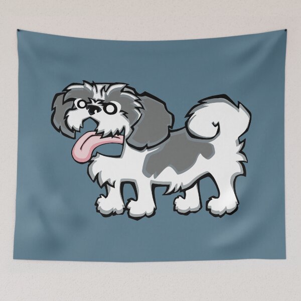 Item preview, Shih Tzu - Grey and White (Full Body) BLUE BG designed and sold by TheChicken.