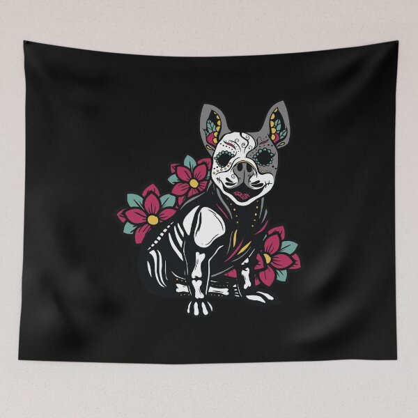 Item preview, Lindo esqueleto pug con flores designed and sold by Frergo.
