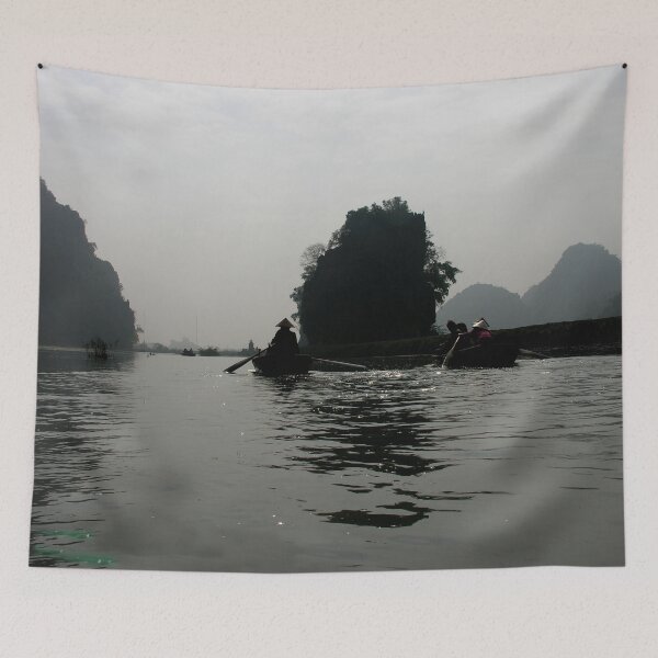 Item preview, Silhouette Rowing Boats River Mountains, Tam Coc, Vietnam designed and sold by worldways.