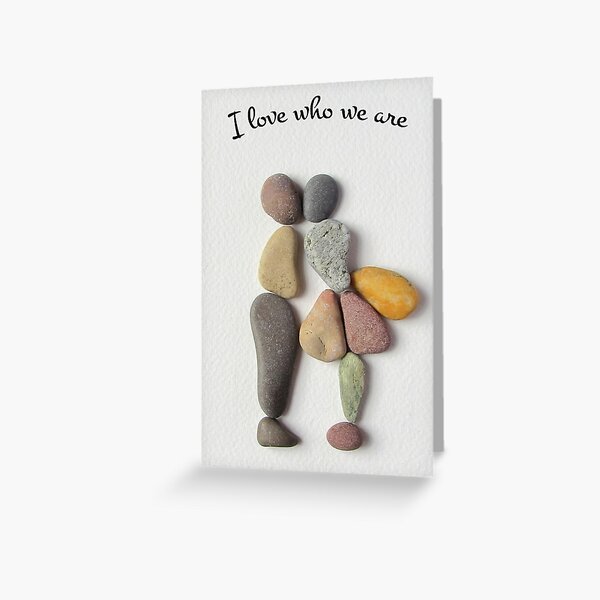Greetings card pebble art design 4 anytime boy//girlfriend love kiss birthday