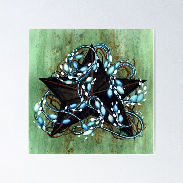 Item preview, Black Barn Star - Blue Berries De Vine designed and sold by JanineRileyArt.
