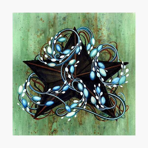 Item preview, Black Barn Star - Blue Berries De Vine designed and sold by JanineRileyArt.