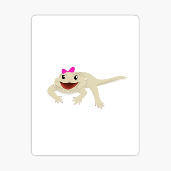 Smiling Bearded Dragon with Bow Sticker Sticker