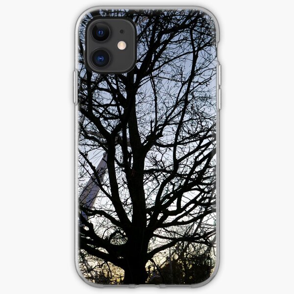 London Eye view thru trees near it iPhone Soft Case