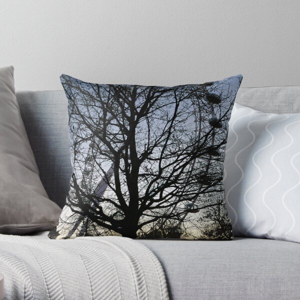 London Eye view thru trees near it Throw Pillow
