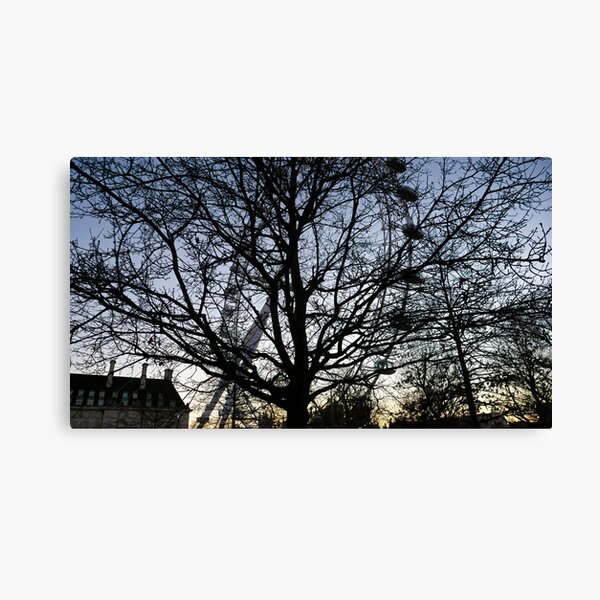 London Eye view thru trees near it Canvas Print