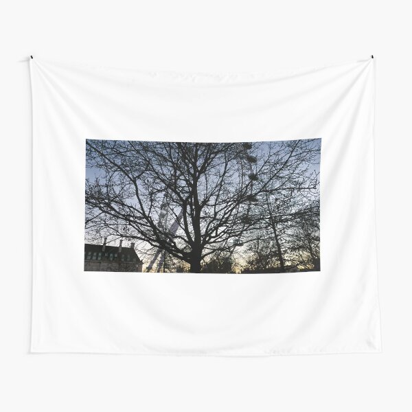 London Eye view thru trees near it Tapestry