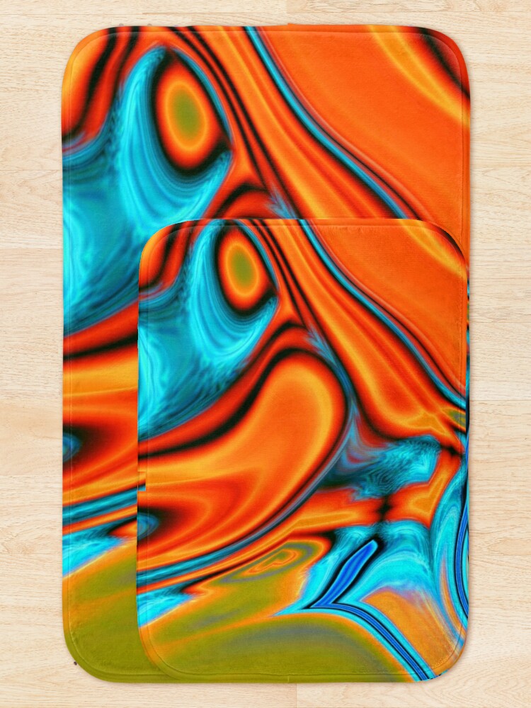 Alternate view of vivid modern Southwest hipster turquoise orange swirls Bath Mat