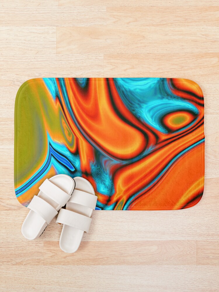 Alternate view of vivid modern Southwest hipster turquoise orange swirls Bath Mat