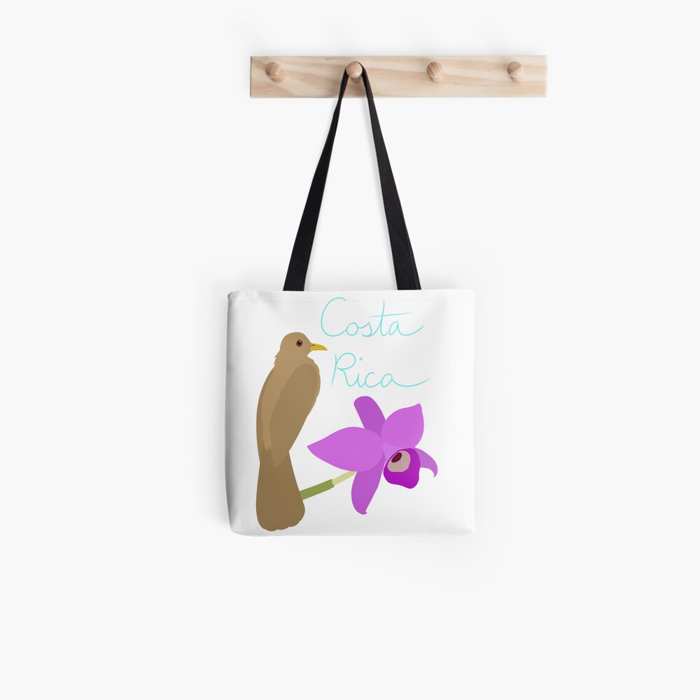 Costa Rica: Guaria Morada and Clay Colored Thrush Tote Bag