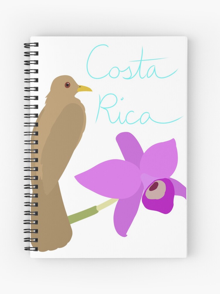 Thumbnail 1 of 3, Spiral Notebook, Costa Rica: Guaria Morada and Clay Colored Thrush designed and sold by LegendofStella.