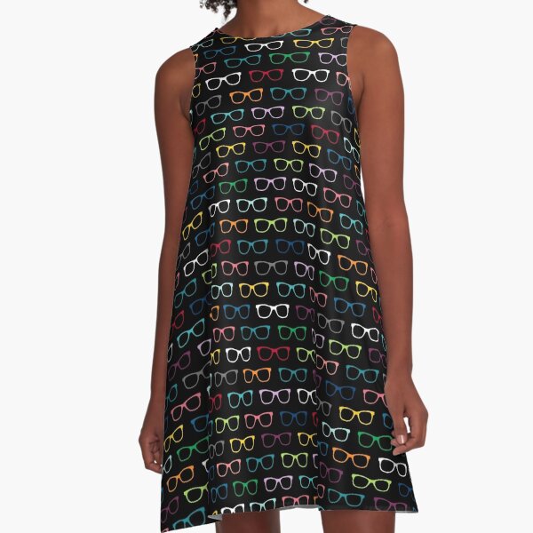 Colorful Small Eyeglasses Pattern A-Line Dress