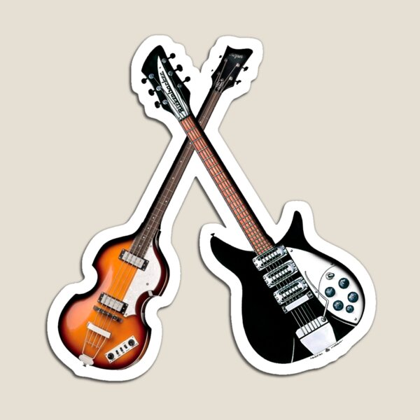 Paul McCartney The Beatles U/J Stainless Steel Bass Guitar Shaped Fridge Magnet 
