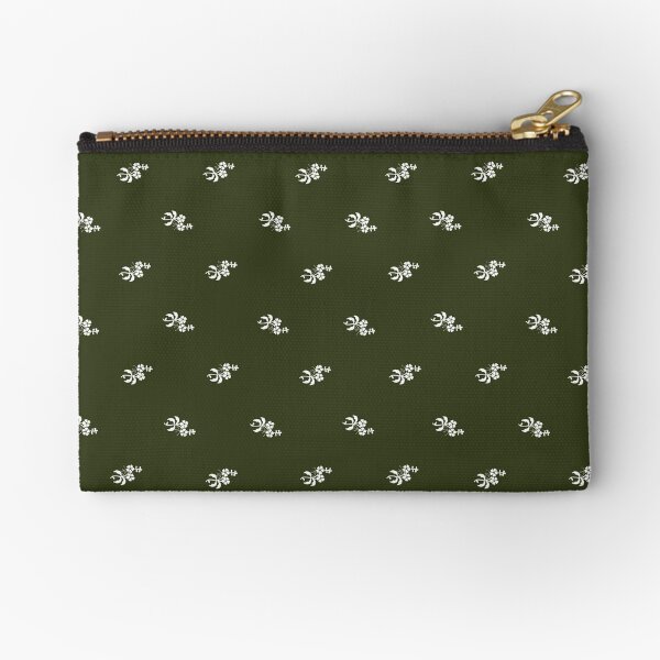 Delicate scatter flowers trend color 2020 dark green Zipper Pouch