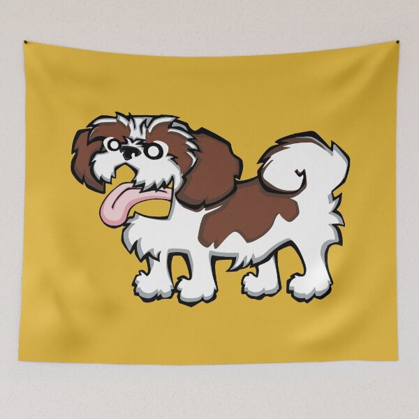 Item preview, Shih Tzu - Red and White (Full Body) YELLOW BG designed and sold by TheChicken.