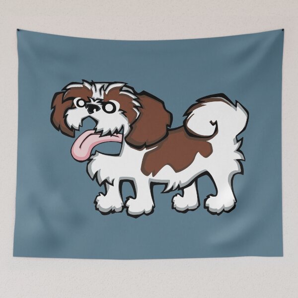 Item preview, Shih Tzu - Red and White (Full Body) BLUE BG designed and sold by TheChicken.