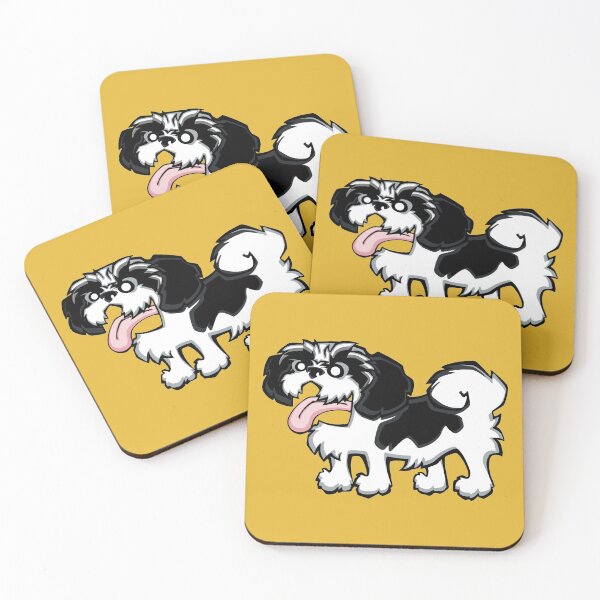 Item preview, Shih Tzu - Black and White (Full Body) YELLOW BG designed and sold by TheChicken.