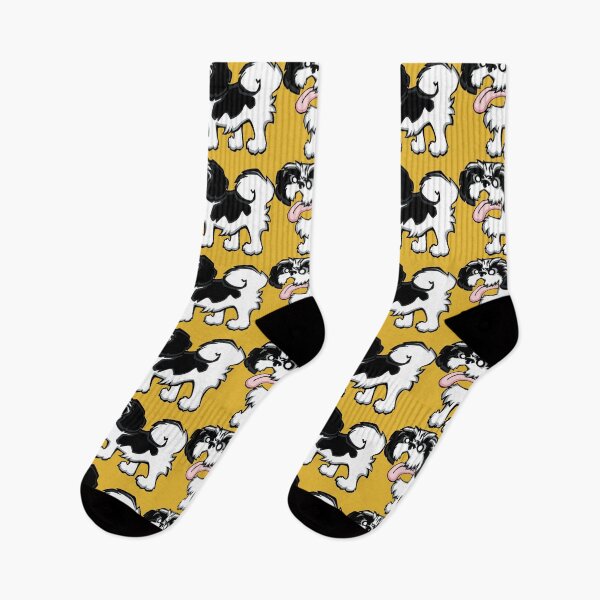 Item preview, Shih Tzu - Black and White (Full Body) YELLOW BG designed and sold by TheChicken.