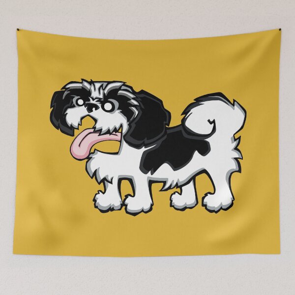 Item preview, Shih Tzu - Black and White (Full Body) YELLOW BG designed and sold by TheChicken.