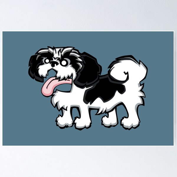 Item preview, Shih Tzu - Black and White (Full Body) BLUE BG designed and sold by TheChicken.
