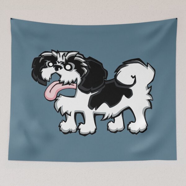 Item preview, Shih Tzu - Black and White (Full Body) BLUE BG designed and sold by TheChicken.