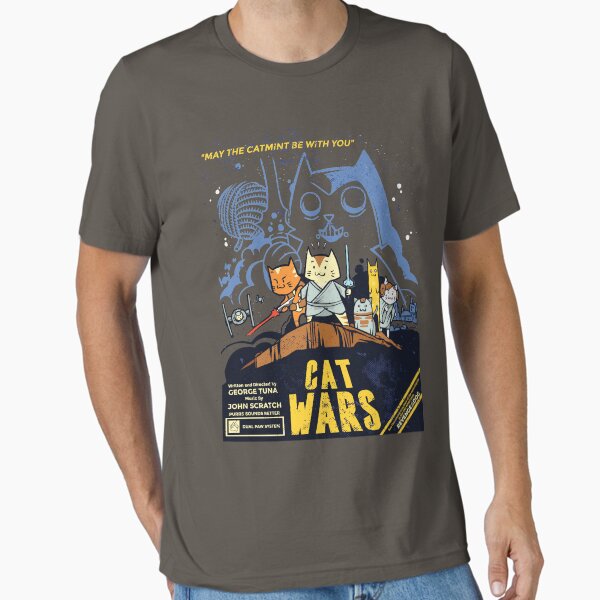 Vista previa del artículo con la obra «Camisetas divertidas del gato-Guerras del gato - que la menta esté contigo», diseñado y vendido por designsnmore.