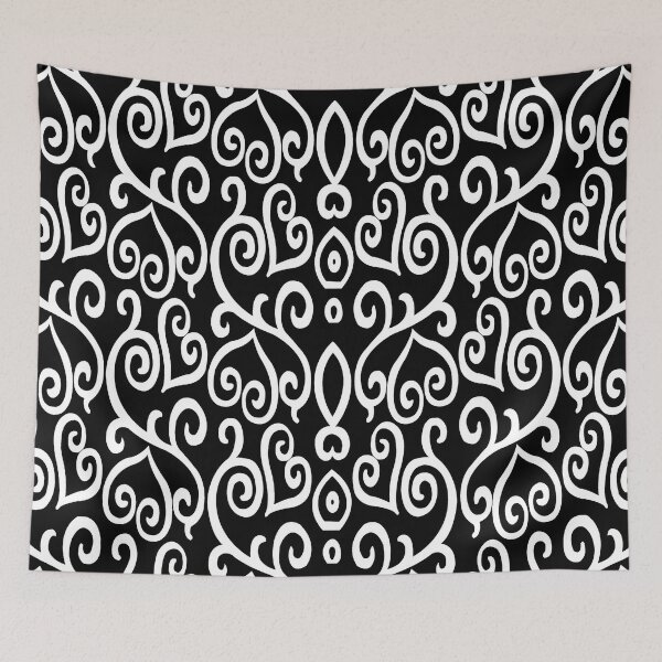 Item preview, Black and White Heart Pattern designed and sold by Hena Tayeb.