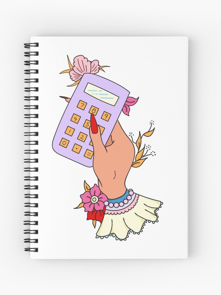 Cuaderno de espiral «Etiqueta engomada de la mano calculadora retro,  floral, estadística, matemáticas, matemáticas,» de rosalynnllc | Redbubble