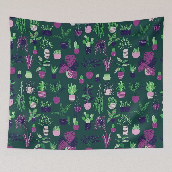 Item preview, Houseplants Pattern Dark designed and sold by BlueLela.