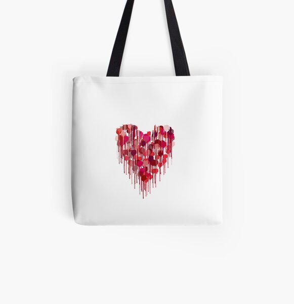 Dripping with Love Heart All Over Print Tote Bag