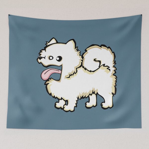 Item preview, Pomeranian - White (Full Body) BLUE BG designed and sold by TheChicken.