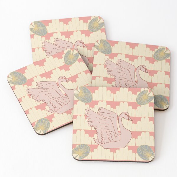 Item preview, Pink Swan Deco and Palms Illustration designed and sold by DeLislesRT.