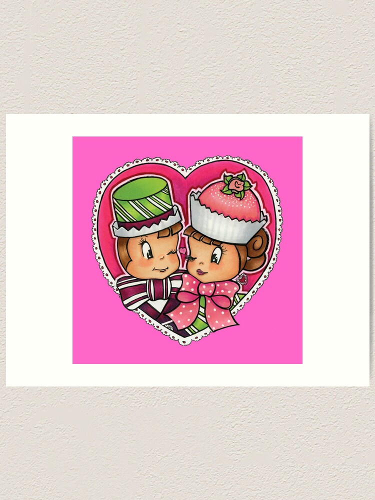 Vintage Kitsch Whimsical Couple In Love Valentine Art Print By Comickitsch Redbubble