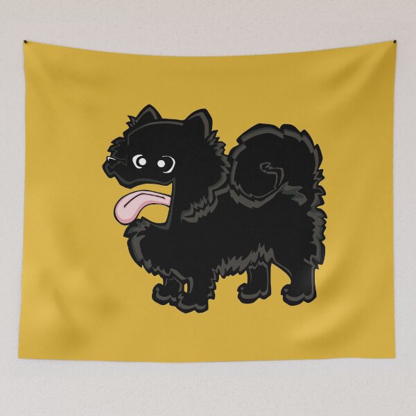 Item preview, Pomeranian - Black (Full Body) YELLOW BG designed and sold by TheChicken.
