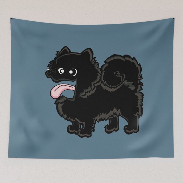 Item preview, Pomeranian - Black (Full Body) BLUE BG designed and sold by TheChicken.