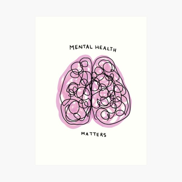 Mental Health Brain Pink Brain Mental Health Matters Wall Art | Redbubble
