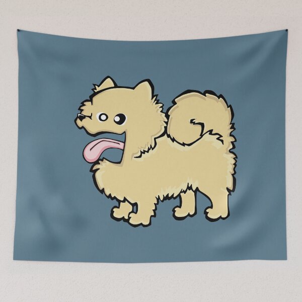 Item preview, Pomeranian - Cream (Full Body) BLUE BG designed and sold by TheChicken.