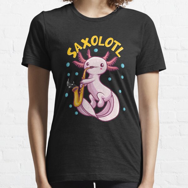 Vista previa del artículo con la obra «Saxolotl Sax Playing Axolotl Pun Walking Fish», diseñado y vendido por perfectpresents.