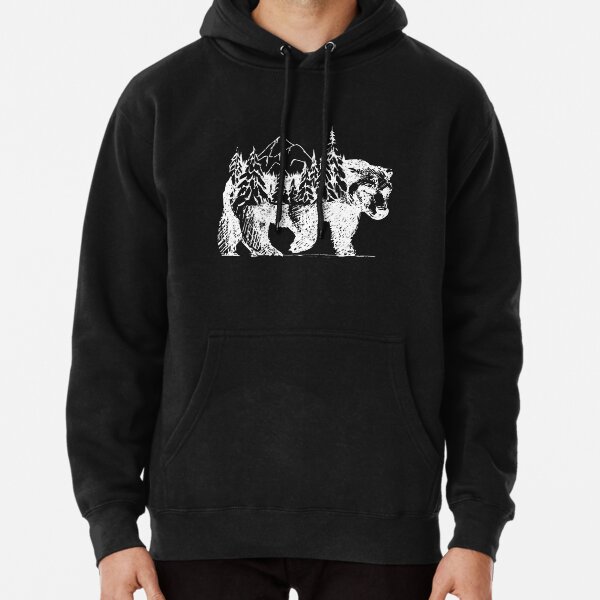Bear with forest and beautiful landscape on its back Pullover Hoodie