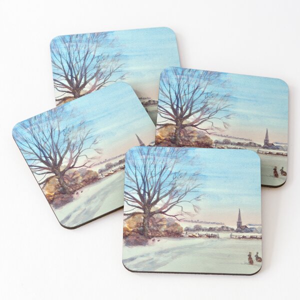 Item preview, Winter homecoming: Watercolour of a January landscape designed and sold by Double Dutch Designs.