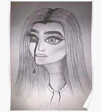 Creepy drawing horror girl sketch Hand drawn Poster