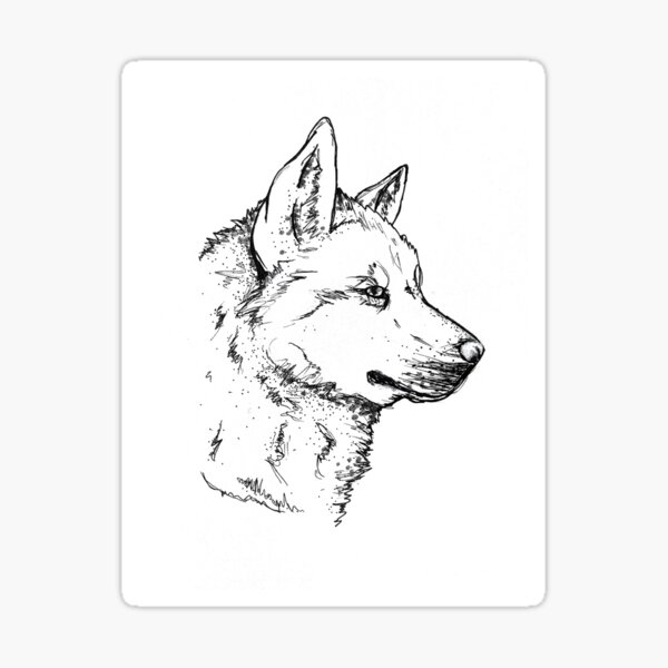 Wolf Line Art Sticker