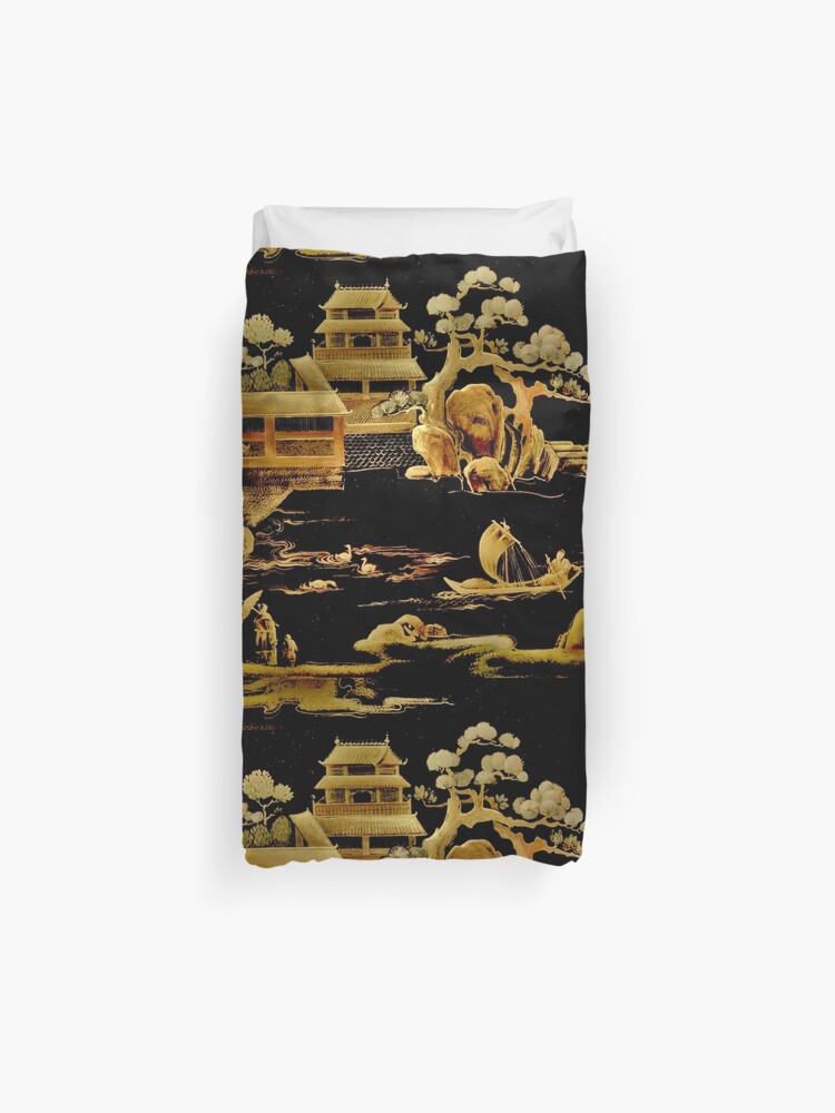 Black Gold Pagoda Gardens House Of Harlequin Duvet Cover By