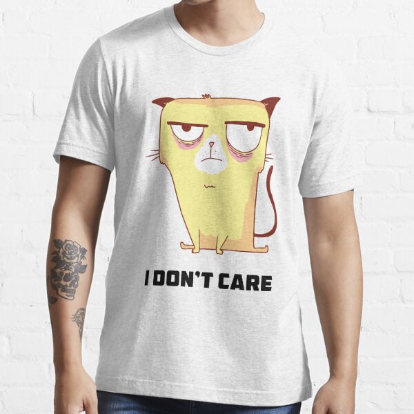 Funny Cat T Shirts-Yellow Grumpy Cat- I Don't Care Meme T shirt Essential T-Shirt